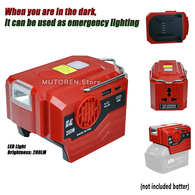 Outdoor Power Inverter - Inversor de energia portátil com luz